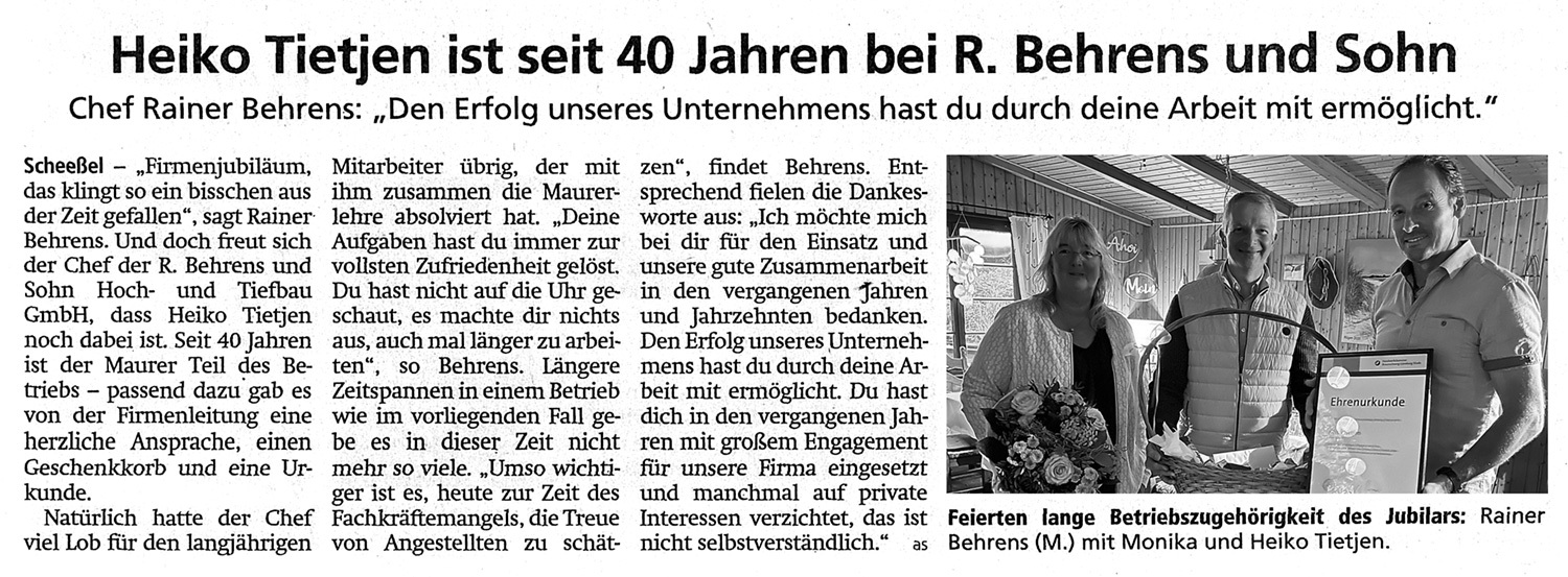 Artikel in der Rotenburger Kreiszeitung